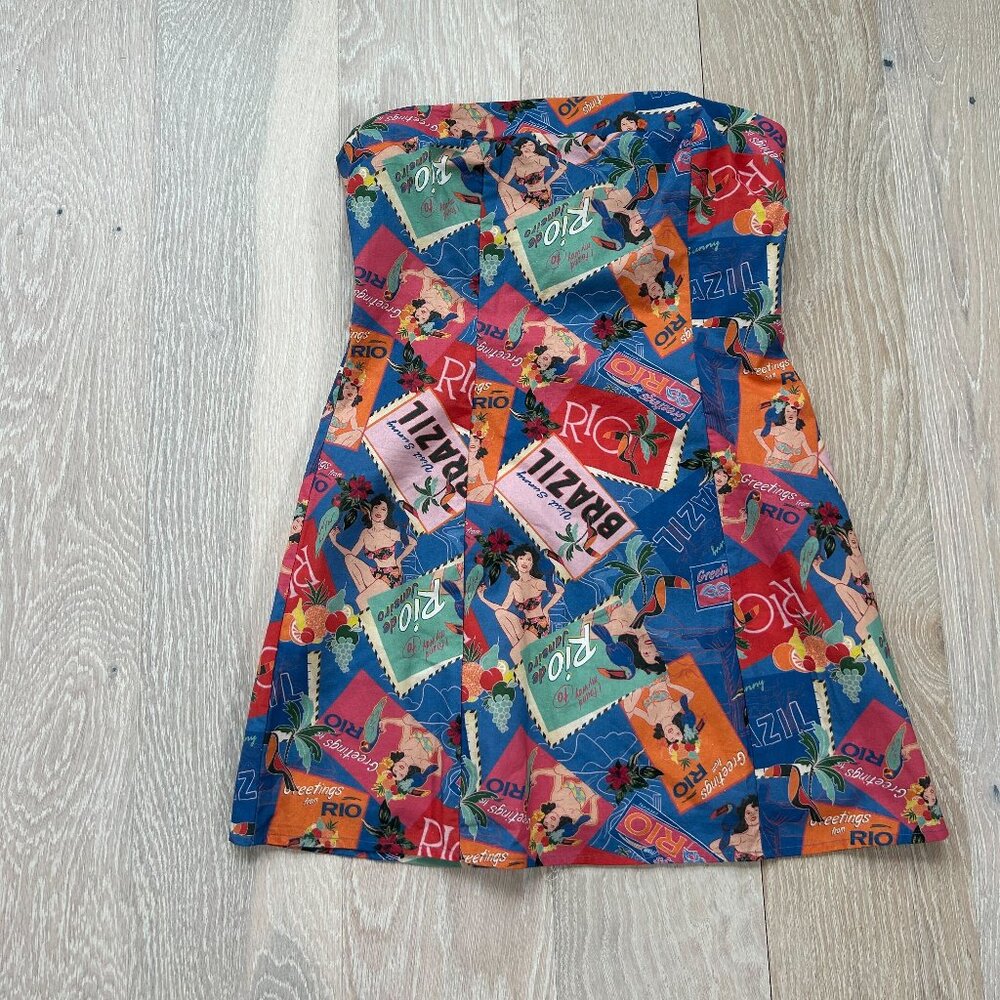Catching Flights Bustier Dress - Postcard Travels (US Size 8)